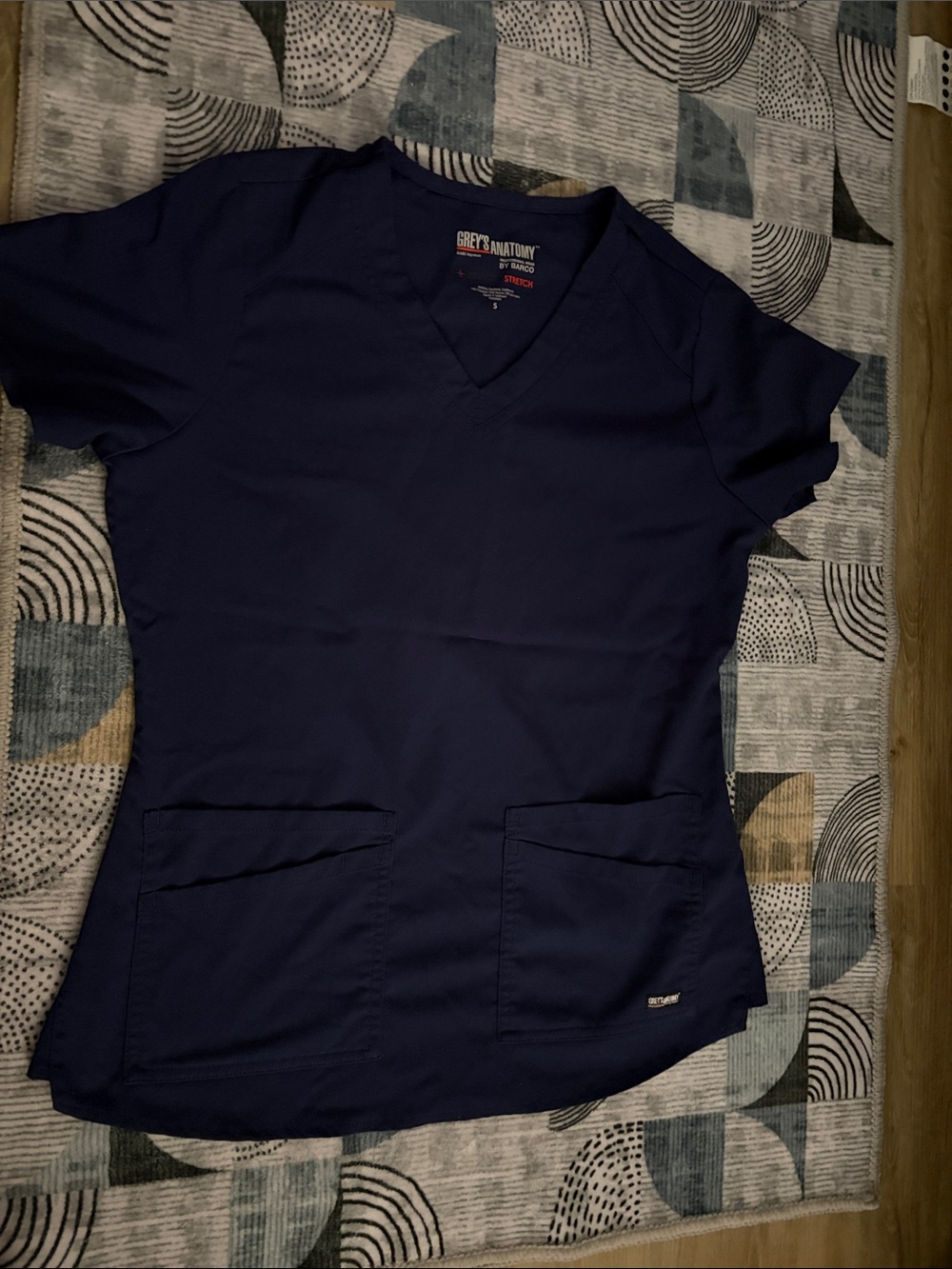 Grey's Anatomy Navy V-Neck Scrub Top with Front Pockets
